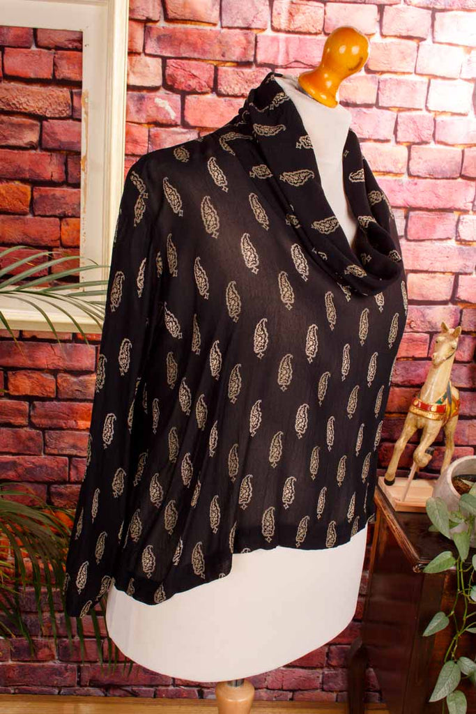 weites Chiffon Top schwarz Paisley