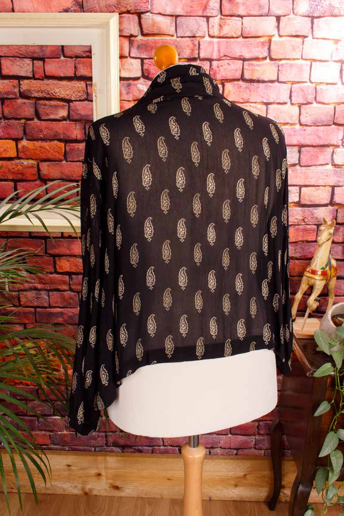 weites Chiffon Top schwarz Paisley