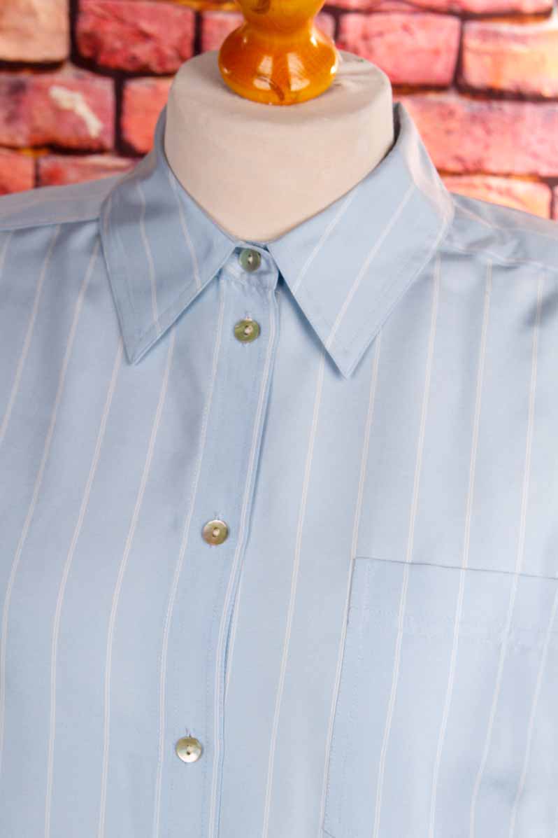 Luxus Seidenbluse blau Streifen