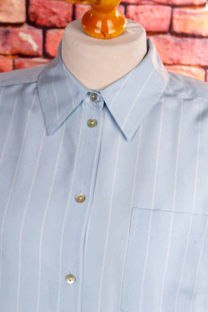 Luxus Seidenbluse blau Streifen