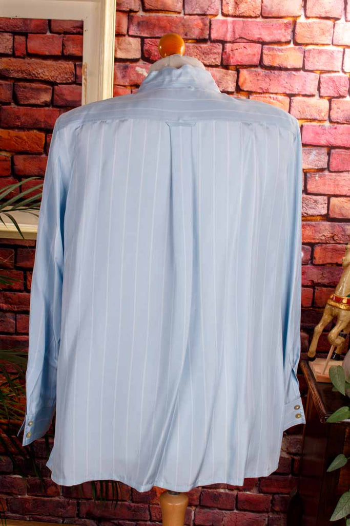 Luxus Seidenbluse blau Streifen