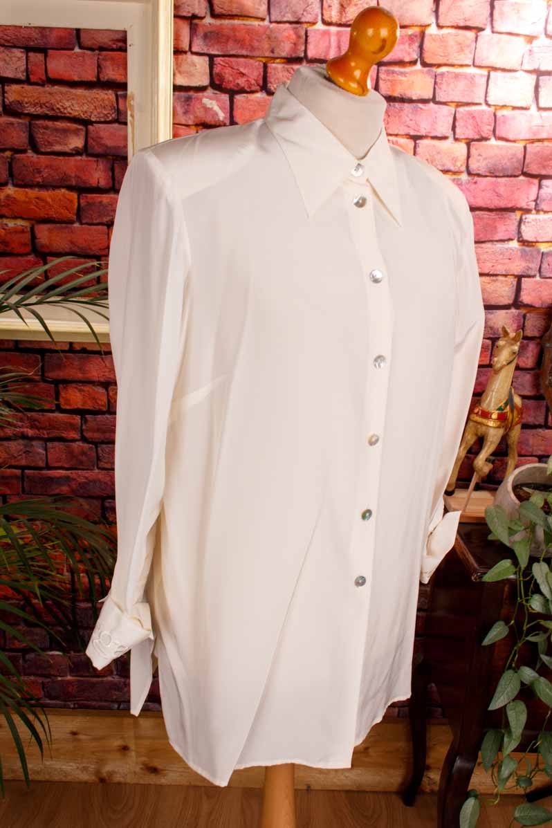 Luxus Seidenbluse creme weiß