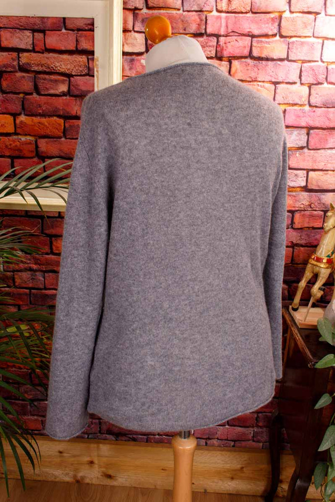 Kaschmir Pulli grau Rollsaum