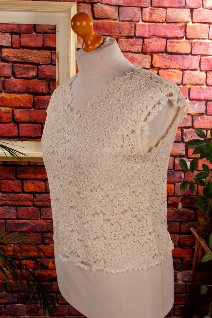 60s Spitzentop creme
