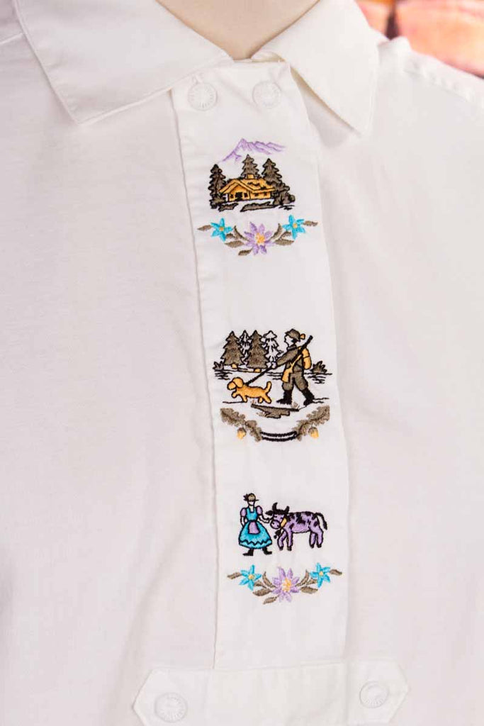 Landhaus Bluse weiß bestickt