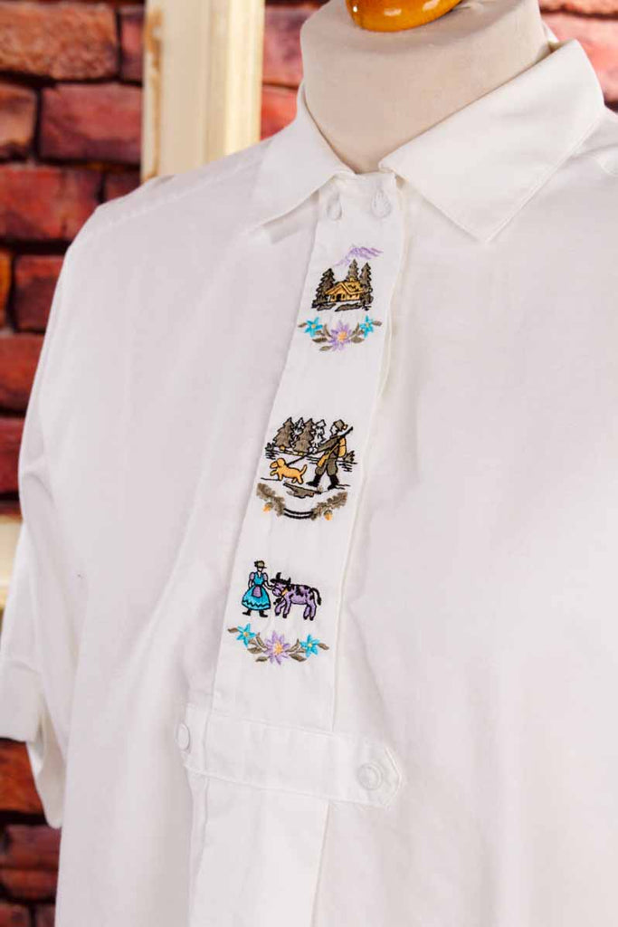 Landhaus Bluse weiß bestickt