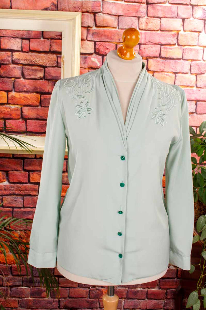 elegante Satinbluse grün