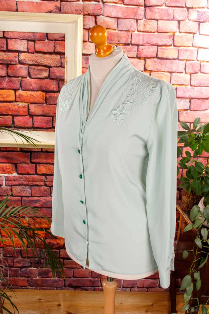 elegante Satinbluse grün