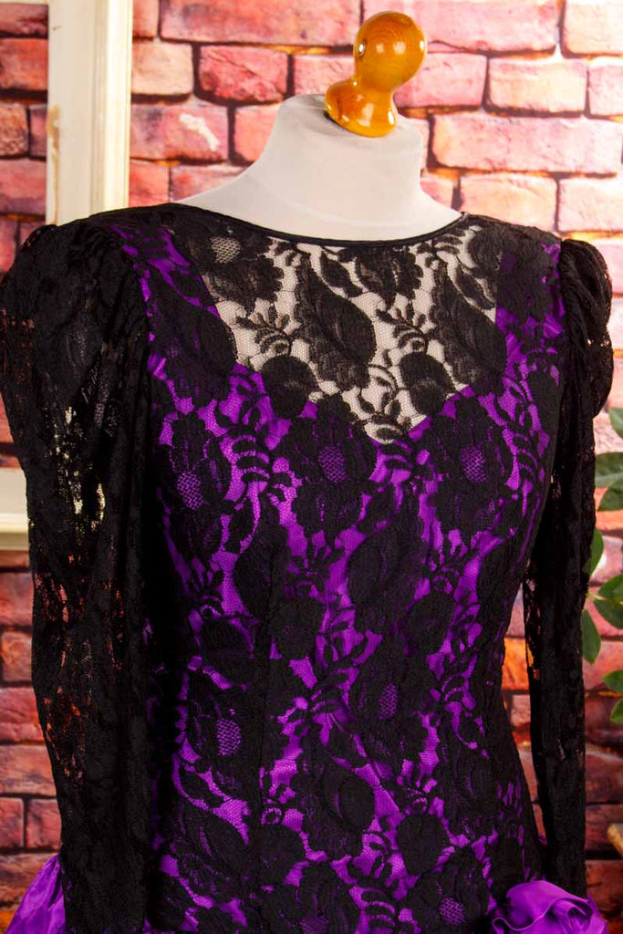 Partykleid schwarz lila Taft