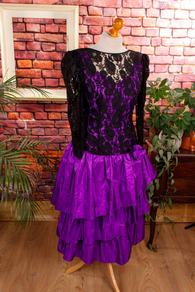 Partykleid schwarz lila Taft