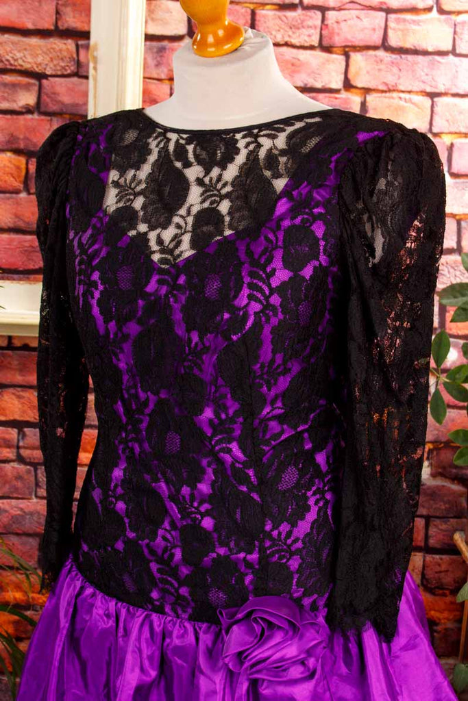 Partykleid schwarz lila Taft