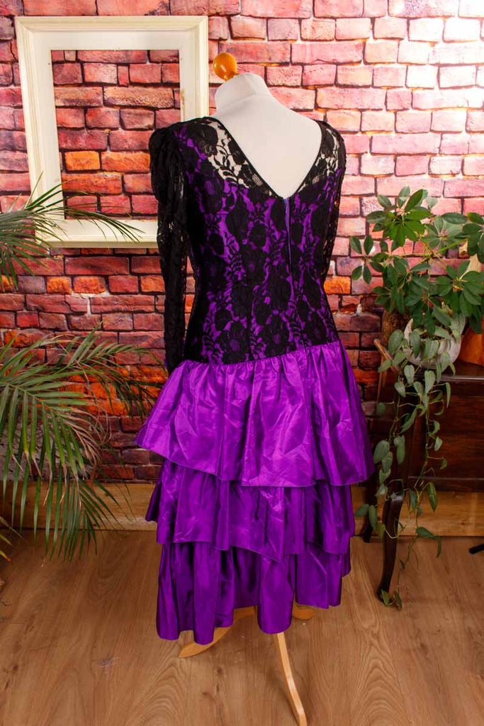 Partykleid schwarz lila Taft