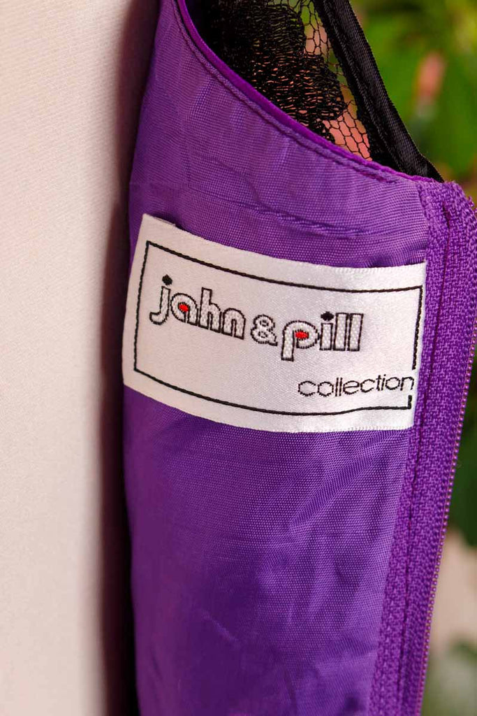 Partykleid schwarz lila Taft