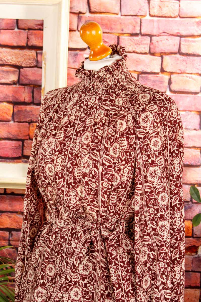 70s Boho Top weinrot Wolle