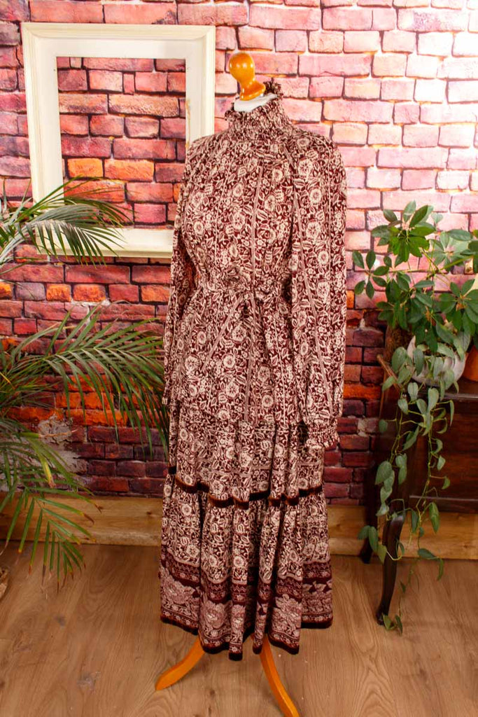 70s Boho Top weinrot Wolle