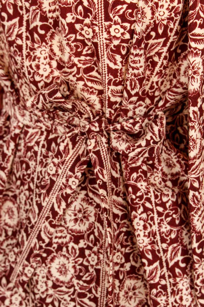 70s Boho Top weinrot Wolle