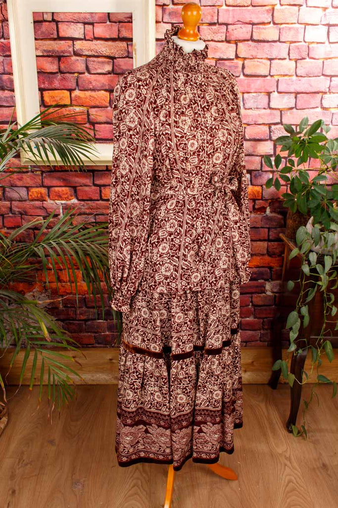 70s Boho Top weinrot Wolle