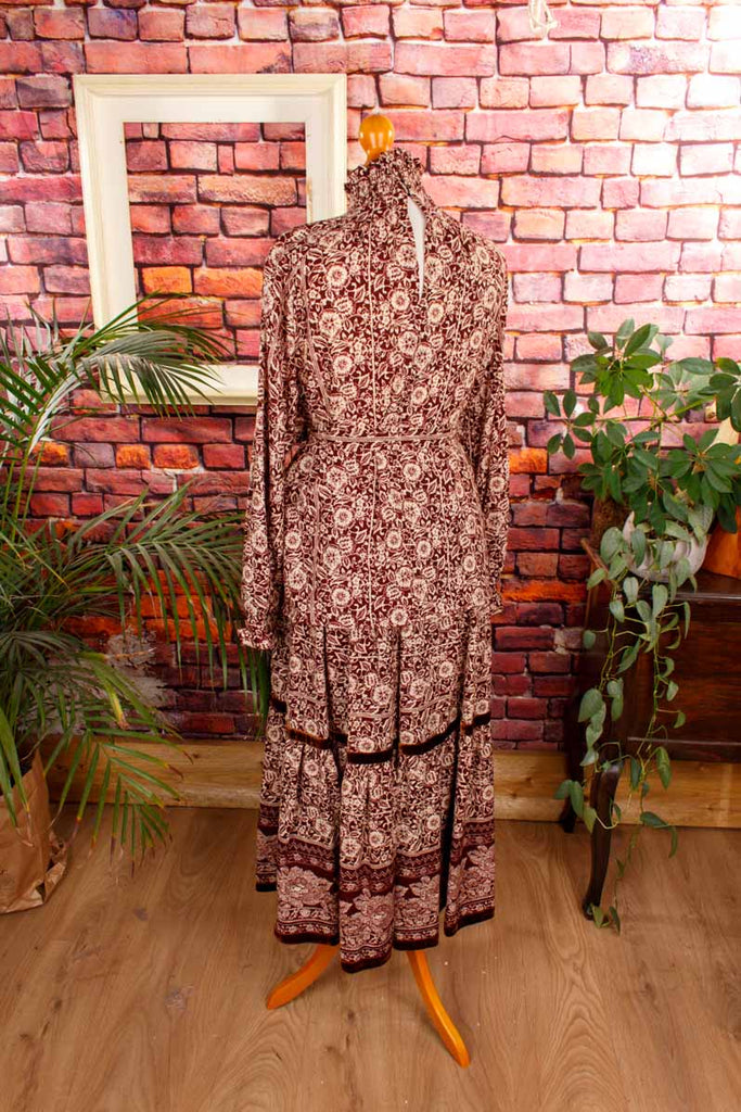 70s Boho Top weinrot Wolle