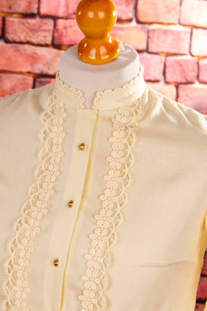 Trachtenbluse beige Stehkragen