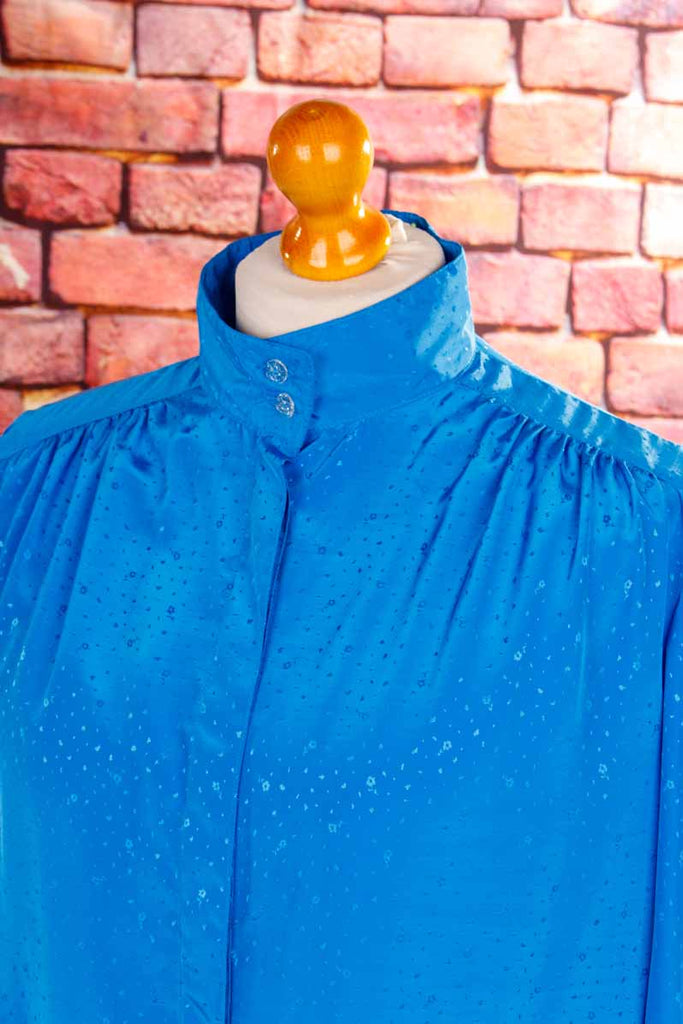 VEB Bluse blau Satin Schimmer