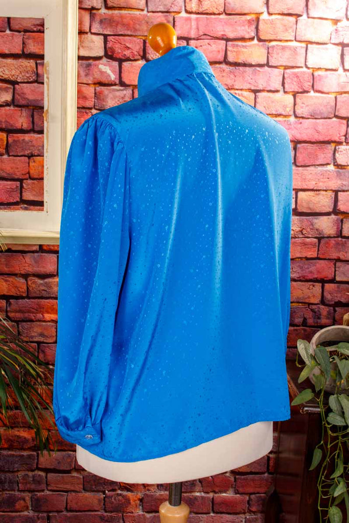 VEB Bluse blau Satin Schimmer