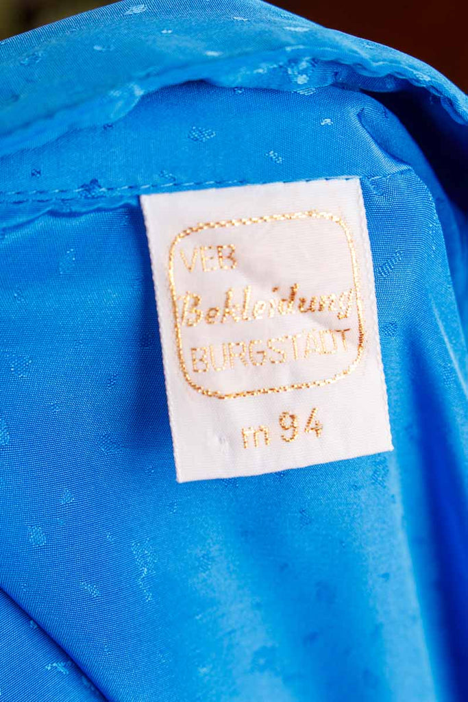 VEB Bluse blau Satin Schimmer