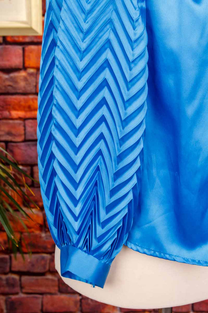 70s Disco Satinbluse blau