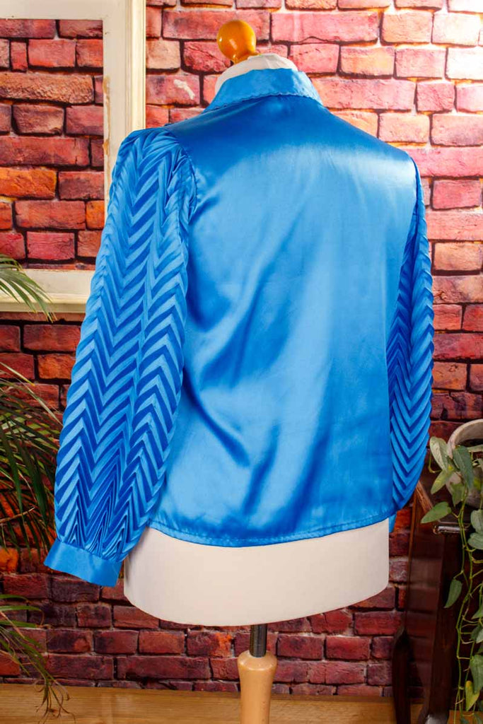 70s Disco Satinbluse blau