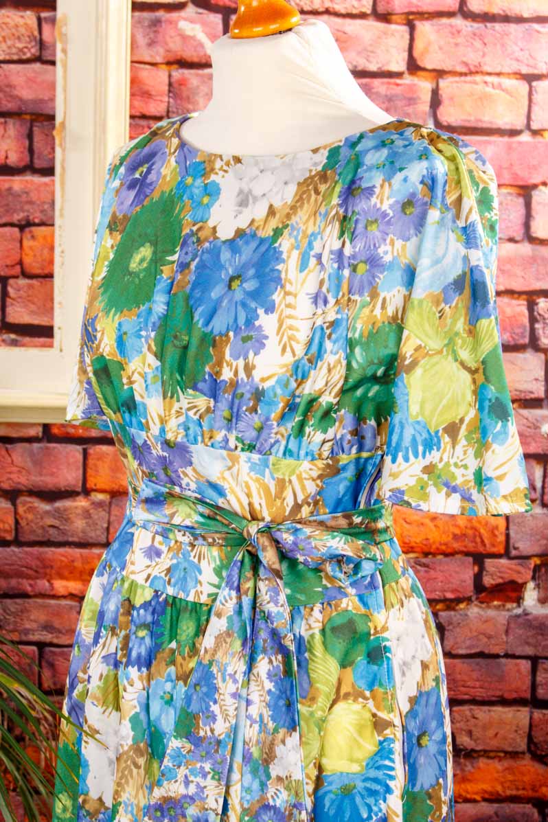 70s Maxikleid bunt Blumen