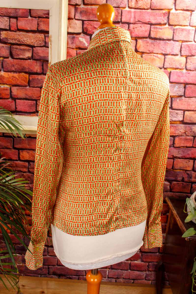 90s Seidenbluse 70er Stil