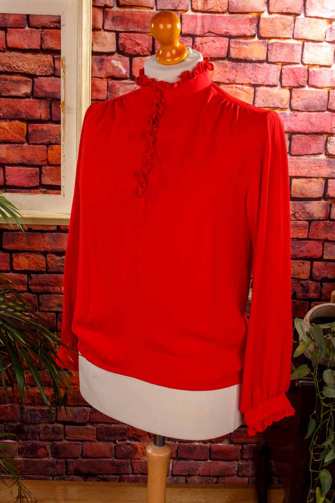 Vintage Chiffonbluse Stehkragen