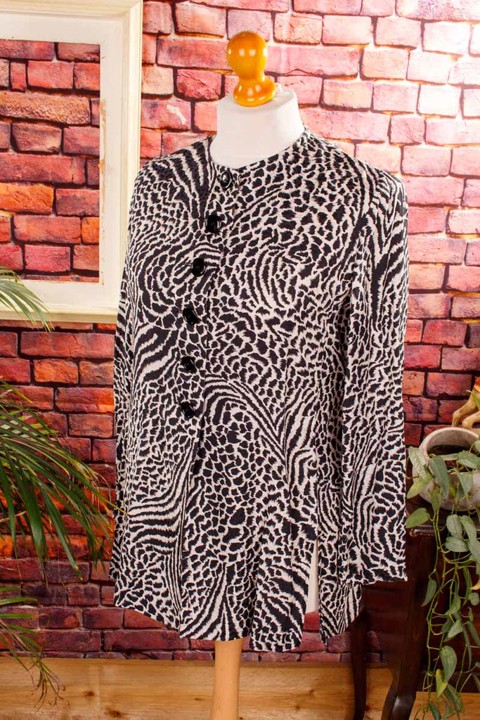 YSL Seidenjacquard Bluse Tiermuster