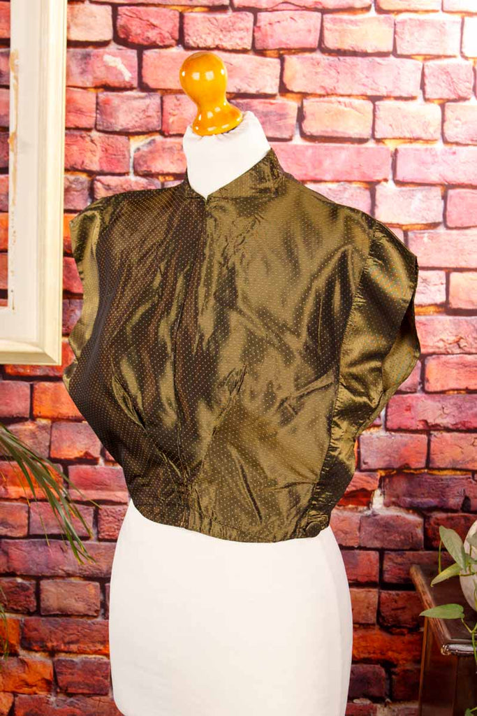 40er Jahre Taft Bluse grün