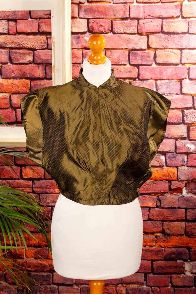 40er Jahre Taft Bluse grün