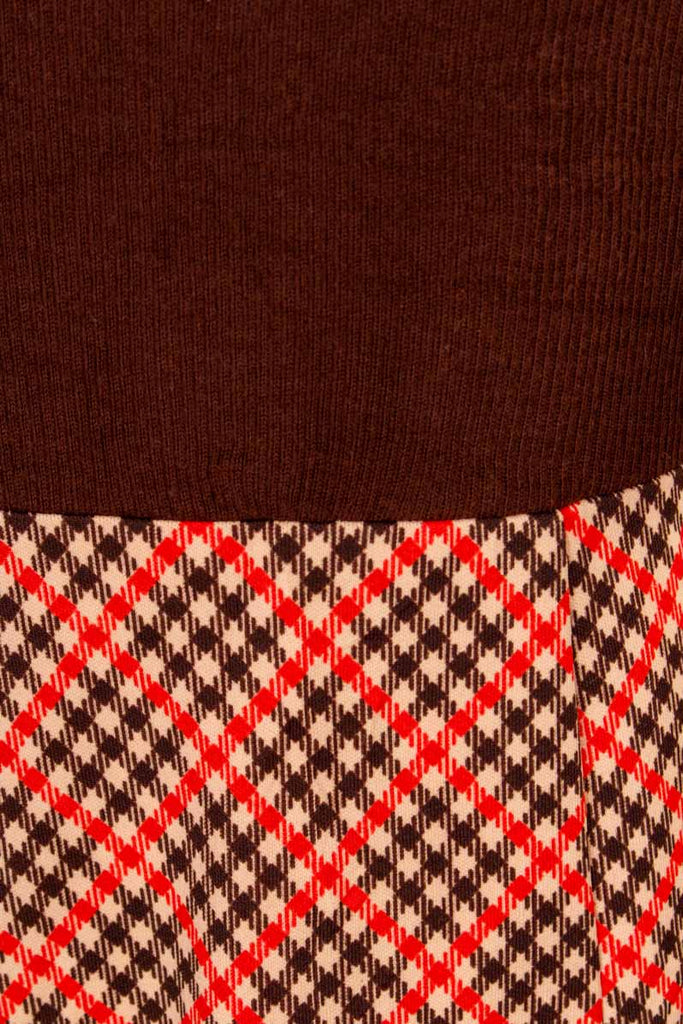 70s Disco Kleid braun kariert