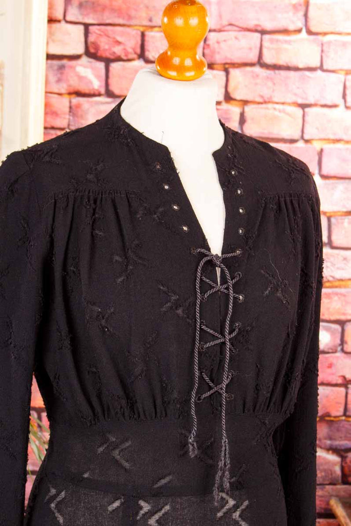40er Jahre Kleid schwarz Spitze