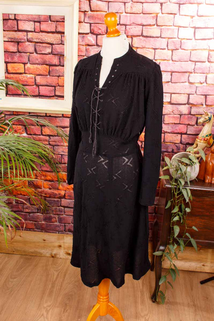 40er Jahre Kleid schwarz Spitze