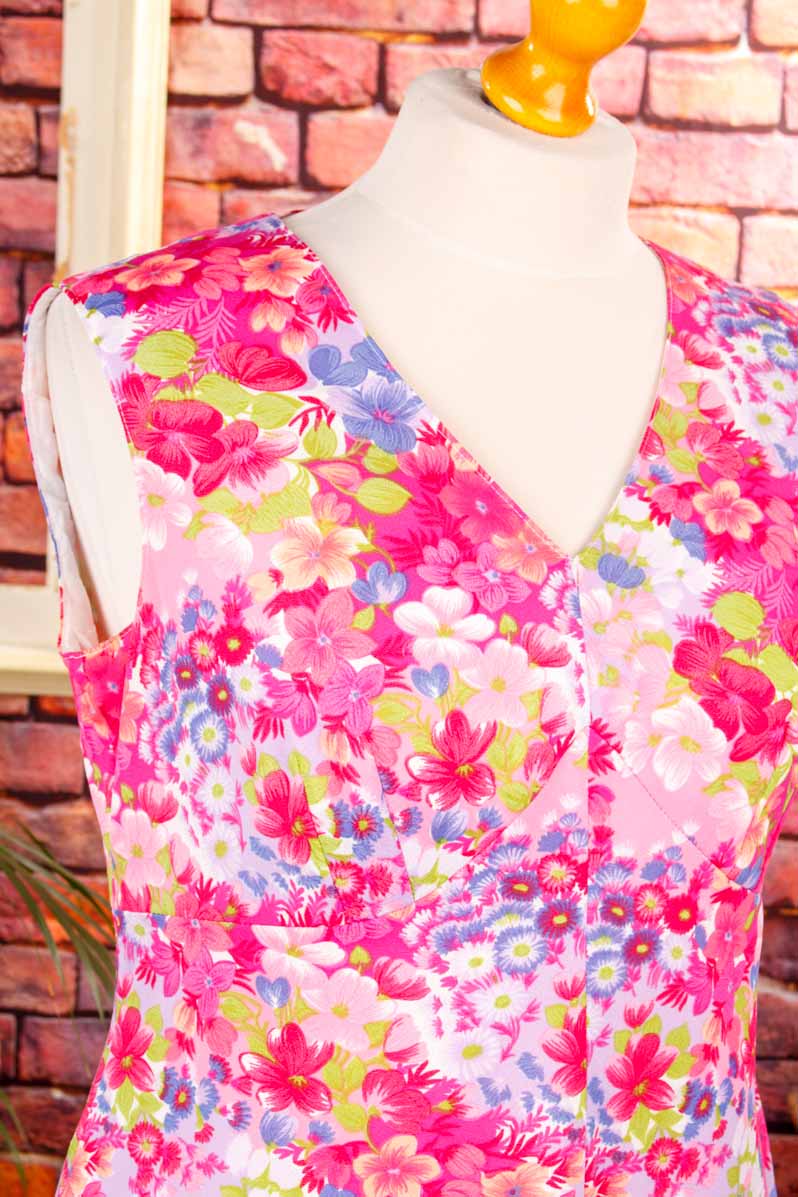 70er Sommerkleid pink Muster
