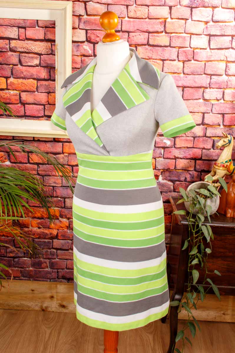 70s Kleid grün Streifen
