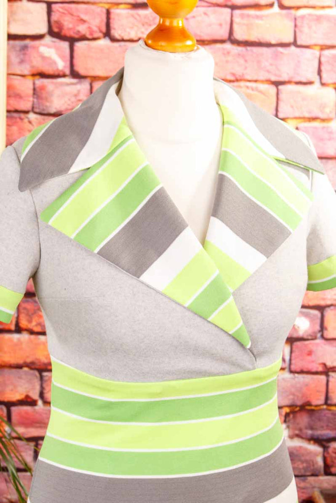 70s Kleid grün Streifen