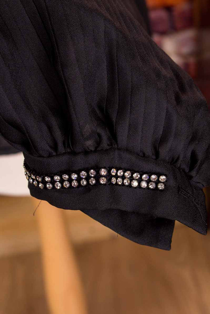 Vintage Bluse schwarz Plissee