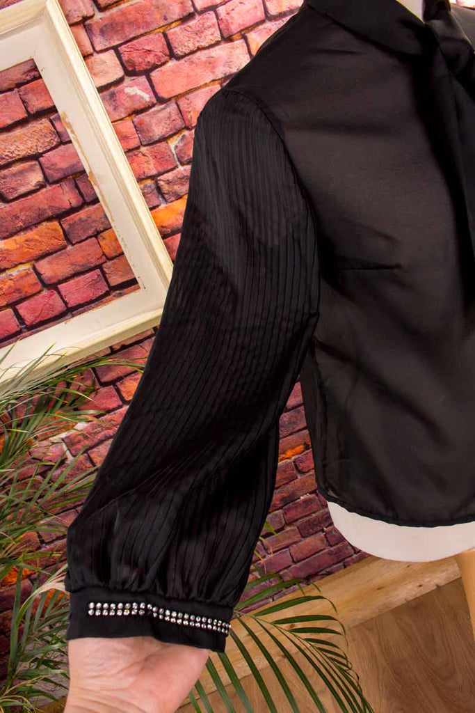 Vintage Bluse schwarz Plissee