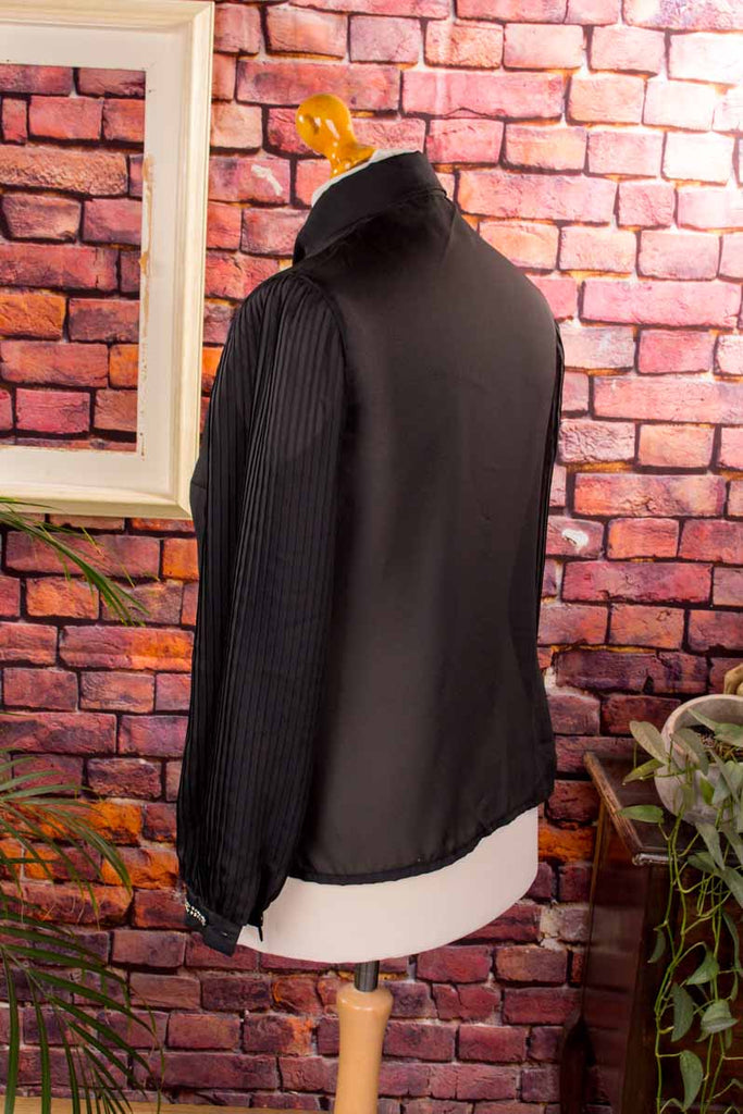 Vintage Bluse schwarz Plissee