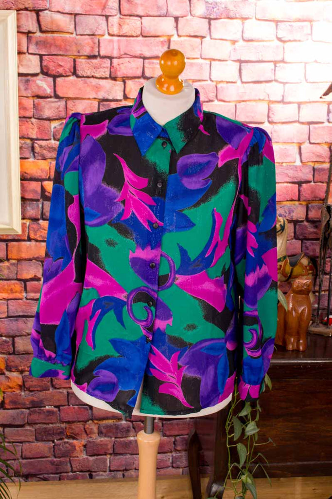 80s Bluse leuchtend bunt