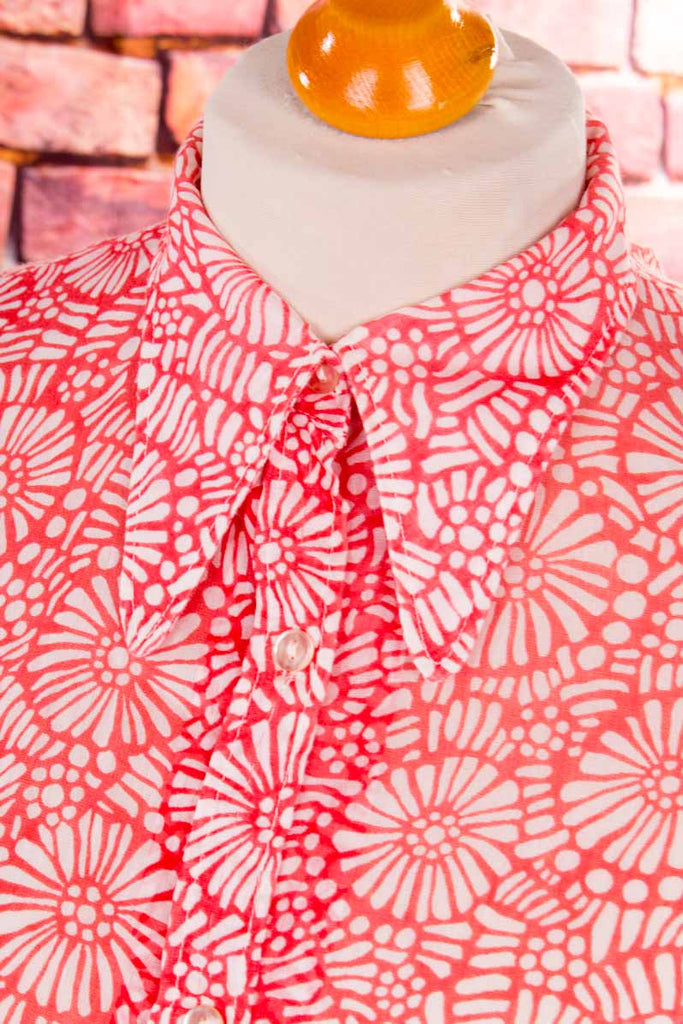 70s Chiffonbluse rot Muster