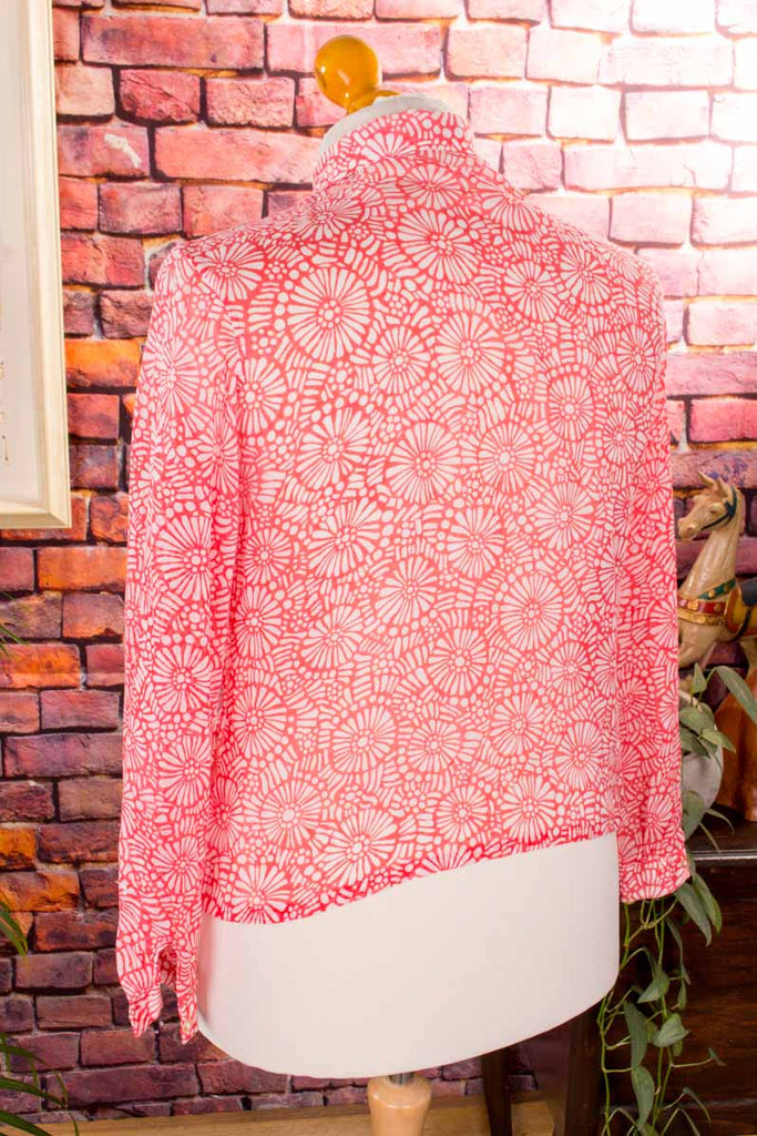 70s Chiffonbluse rot Muster