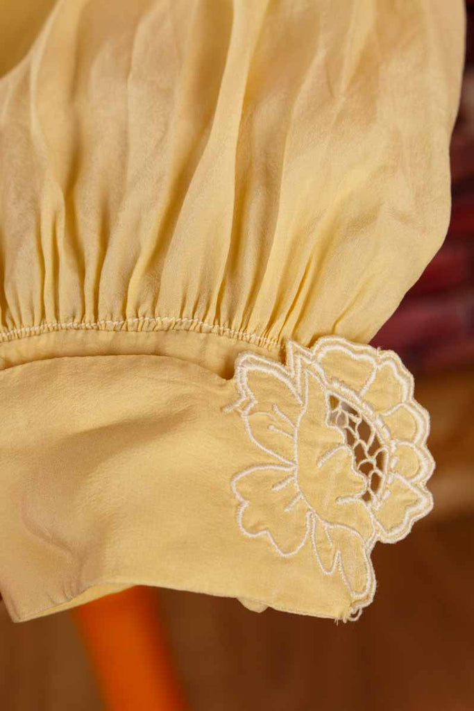 Seidenbluse gelb Spitze