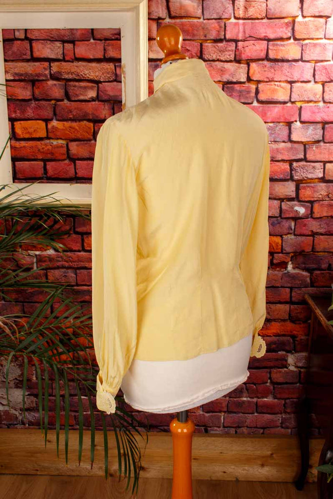 Seidenbluse gelb Spitze