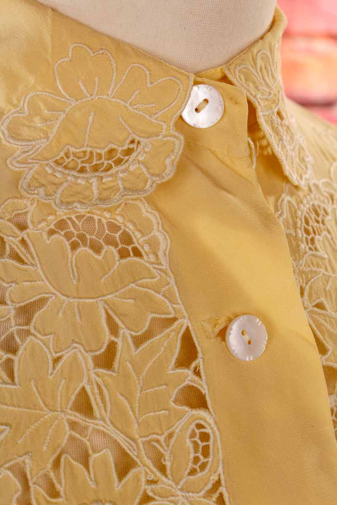 Seidenbluse gelb Spitze