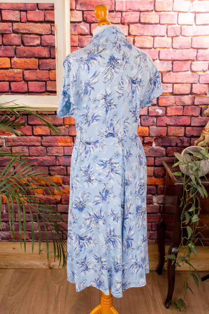 40s Sommerkleid blau Viskose